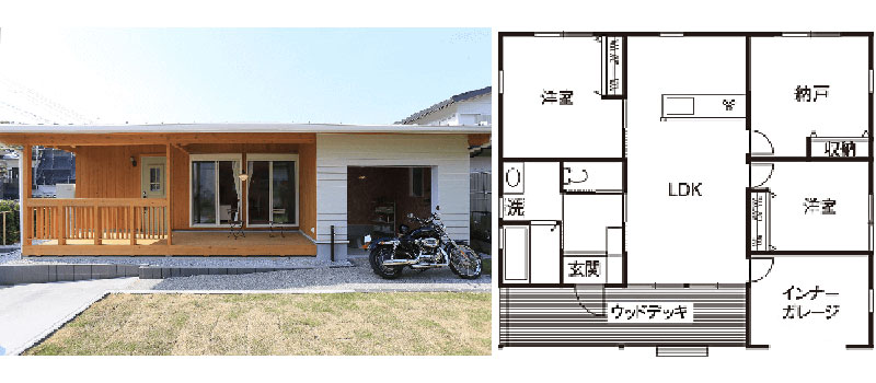 【2LDK】木の暖かさを感じられる「平屋のガレージハウス」