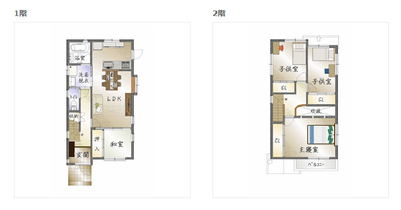 1000万円の家「スパニッシュ風の家」間取り図