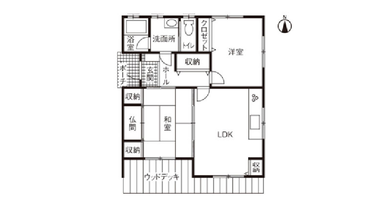 新築1000万円台の平屋「16.5坪の小さな平屋の家」間取り図