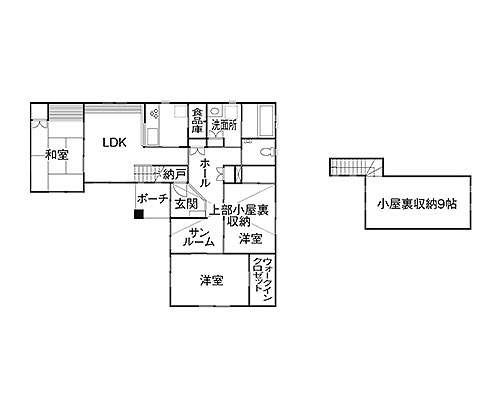 【26坪・3LDK＋小屋裏収納】一年中快適に暮らせる和モダンな平屋の間取り図