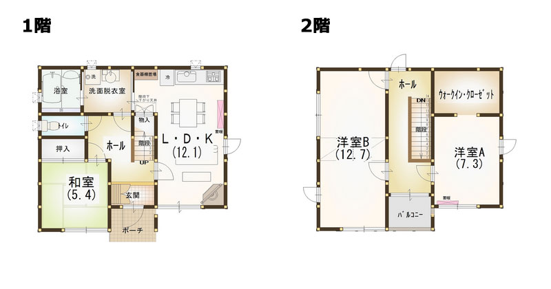 遊び心あふれるヴィンテージ感たっぷりの2階建ての家「間取り図」