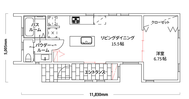 一人暮らしにちょうどいい平屋の広さ「間取り図」